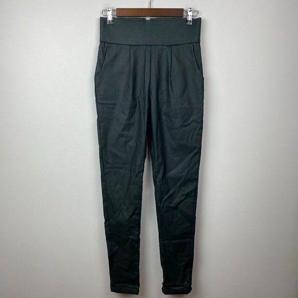 Asilio DARK GREEN On The Run Faux Leather Pant - Picture 2 of 5